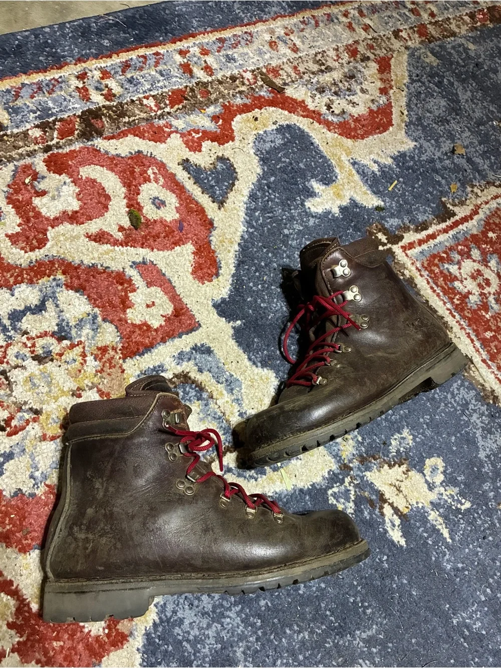 Vintage Merrell Leather Hiking Boots with Red Laces